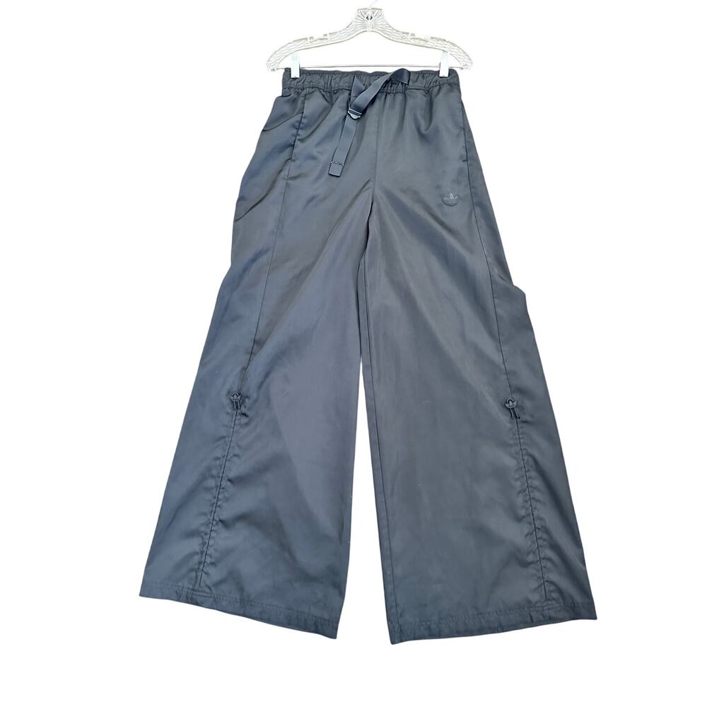 adidas Originals Wide Leg Baggy Satin Cargo Utility Pants in black size small - Picture 4 of 13